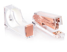 Load image into Gallery viewer, Rose Gold Stapler and Tape Dispenser Set