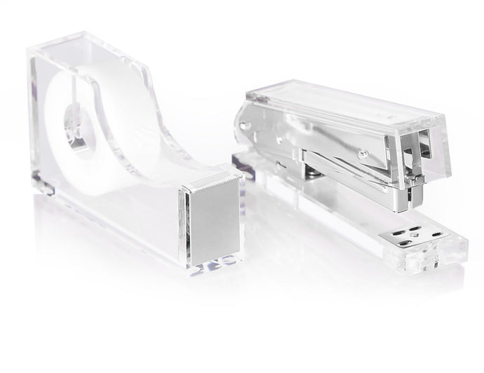 Silver Stapler and Tape Dispenser