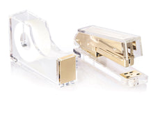 Load image into Gallery viewer, Gold Stapler and Tape Dispenser